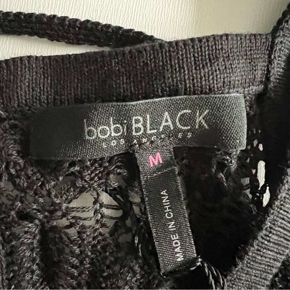Bobi Black Crochet Two Piece top & midi skirt Set Size M